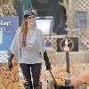 Phoebe Price 
with her mother Flora and dog Henry visits Mr. Bones Pumpkin Patch.