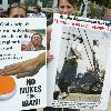 Activists hold posters during an anti-nukes rally Protesters participated in the rally to say no to Iran for possessing nuclear weapons. Washington DC.