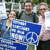 Activists hold posters during an anti-nukes rally Protesters participated in the rally to say no to Iran for possessing nuclear weapons. Washington DC.