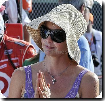 Ashley Judd watches her husband compete in the Firestone Indy 300 at the Homestead Miami Speedway Homestead.