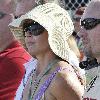 Ashley Judd watches her husband compete in the Firestone Indy 300 at the Homestead Miami Speedway Homestead.