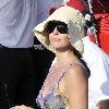 Ashley Judd watches her husband compete in the Firestone Indy 300 at the Homestead Miami Speedway Homestead.