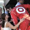 Ashley Judd supports her husband as he attempts to qualify for the Firestone Indy 300 at the Homestead Miami Speedway Homestead.