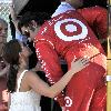 Ashley Judd supports her husband as he attempts to qualify for the Firestone Indy 300 at the Homestead Miami Speedway Homestead.