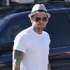 ***Exclusive***Benji Madden picks up a drink from a restaurant in West Hollywood. Los Angeles.