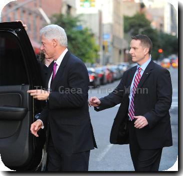 Former US President Bill Clinton outside Comedy Central studios after an appearance on 'The Daily Show with John Stewart' New York City.