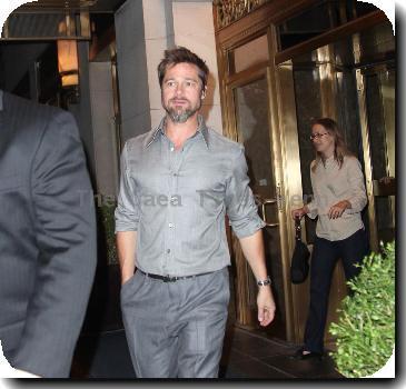 Brad Pitt departs his hotel New York City.