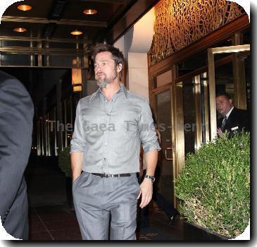 Brad Pitt departs his hotel New York City.