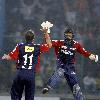 Owais Shah of the Delhi Daredevils plays a shot during the Airtel Champions League Twenty20 group D match between Delhi Daredevils and Wayamba Elevens at the Feroz Shah Kotla Stadium.