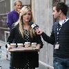 Fearne Cotton
handing out coffee to members of the public outside the BBC Radio 1 studios as part of her show.