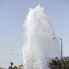 A driver was more than flushed with embarassment when he crashed into a fire hydrant - he caused a 60ft wall of water to shoot into the air.A careless driver mounted the kerb in Studio City, California and was nearly blasted into the sky after causing a fire hydrant to explode and the street to come under a rain of water.Fire crews rushed to the scene and tried to turn the water off at the mains - but not before the surrounding roads became flooded. Studio City.