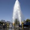 A driver was more than flushed with embarassment when he crashed into a fire hydrant - he caused a 60ft wall of water to shoot into the air.A careless driver mounted the kerb in Studio City, California and was nearly blasted into the sky after causing a fire hydrant to explode and the street to come under a rain of water.Fire crews rushed to the scene and tried to turn the water off at the mains - but not before the surrounding roads became flooded. Studio City.