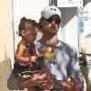 Gabriel Aubry and daughter Nahla Ariela Aubry leaving Pottery Barn Kids in Hollywood Los Angeles.