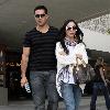 Jesse Metcalfe and his new girlfriend leaving Newsroom Cafe after eating lunch Los Angeles.