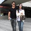 Jesse Metcalfe and his new girlfriend leaving Newsroom Cafe after eating lunch Los Angeles.