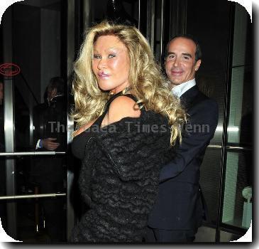 Jocelyn Wildenstein arriving at the 'Le Cirque' restaurant with her boyfriend. New York City.