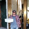 Jon Gosselin 
leaves his New York City apartment with a birthday cake and heads to a birthday party for his twin daughters, Cara and Mady.