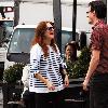 Julianne Moore laughs with a friend after having lunch in Manhattan New York City.