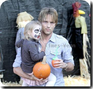 Larry Birkhead and daughter Dannielynn visits Mr. Bones Pumpkin Patch in West Hollywood Los Angeles.