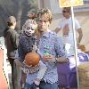 Larry Birkhead and daughter Dannielynn visits Mr. Bones Pumpkin Patch in West Hollywood Los Angeles.