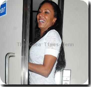 Melanie Brown aka Mel Bposes for photographs outside her hotel in Mayfair.London.