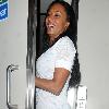 Melanie Brown aka Mel Bposes for photographs outside her hotel in Mayfair.London.