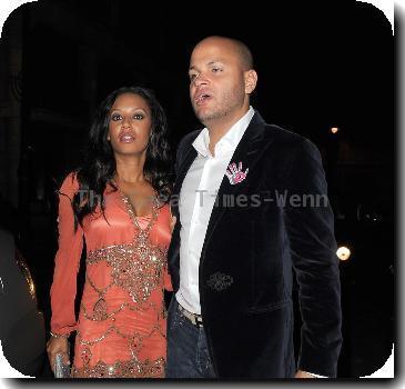 Melanie Brown and her husband Stephen Belafonte arriving back at their hotel. Upon arrival Belafonte boasted to snappers about the size of his manhood, which had Mel in fits of laughter! London.