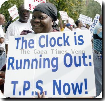 Atmosphere Protesters rally outside the White House for President Barack Obama to reverse Temporary Protected Status (TPS) legislation to Haitian immigrants living semi-openly in the US Washington DC.