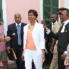 Former Bahamas Senator Pleasant Bridgewater leaves court on the first day of the trial against her and paramedic Tarino Lightbourne for trying to extort at least $25 million from movie star John Travolta, Nassau.