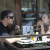 Ricky Gervais with his partner, Jane Fallon, having lunch in Beverly Hills Los Angeles.