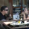 Ricky Gervais with his partner, Jane Fallon, having lunch in Beverly Hills Los Angeles.