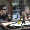 Ricky Gervais with his partner, Jane Fallon, having lunch in Beverly Hills Los Angeles.