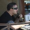 Ricky Gervais with his partner, Jane Fallon, having lunch in Beverly Hills Los Angeles.