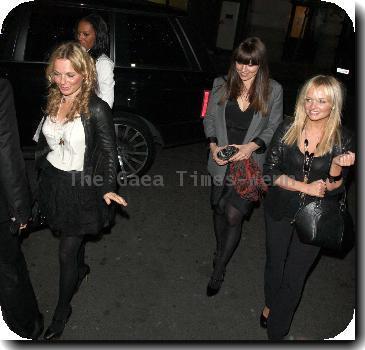 Spice Girls Geri Halliwell, Melanie Brown, Melanie Chisholm and Emma Bunton arrive at their hotel London, England - 16.09.09 Mandatory Credit  IANS-WENN