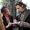 Jonathan Rhys Meyers greet fans at Christ Church on the set of The Tudors Dublin.