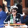 Yoko Ono wears a Berlin sweatshirt to lunch at Da Silvano New York City.