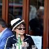 Yoko Ono wears a Berlin sweatshirt to lunch at Da Silvano New York City.