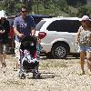 Adam Sandler and his family arrive at the 28th Annual Malibu Chili Cook-Off and Carnival during America's Labor Day bank holiday..