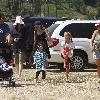 Adam Sandler and his family arrive at the 28th Annual Malibu Chili Cook-Off and Carnival during America's Labor Day bank holiday..