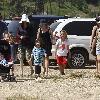 Adam Sandler and his family arrive at the 28th Annual Malibu Chili Cook-Off and Carnival during America's Labor Day bank holiday..