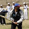 Catherine Mbengue head of UNICEF in Afghanistan and Raees Ahmadzai 'UNICEF Peace Day' celebrations at a Children's Cricket Camp hosted by the Afghan national cricket team. Kabul.