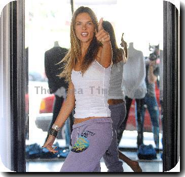 Victoria's Secret model Alessandra Ambrosio shopping at Trunkshow LA, a discount designer store in Santa Monica, with her daughter.Los Angeles.