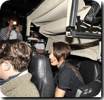 Amelle Berrabah of the Sugababes arriving at Mahiki nightclub in an Aston Martin DB9 Convertible driven by the owner of Mahiki Night clubLondon.