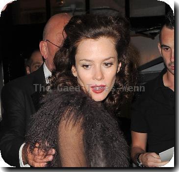 Anna Friel leaving via the stage door of the Theatre Royal Haymarket where she is appearing in the stage version of 'Breakfast at Tiffany's' London.