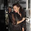 Anna Friel leaving via the stage door of the Theatre Royal Haymarket where she is appearing in the stage version of 'Breakfast at Tiffany's' London.