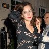 Anna Friel leaves the Theatre Royal in a stork patterned dress after her latest stage production, Breakfast At Tiffany's.