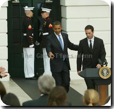 President Barack Obama welcomes NASCAR drivers to the South Lawn at the White House.