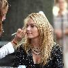 Becki Newton gets her make-up touched up on the set of 'Ugly Betty' New York City.