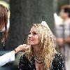 Becki Newton gets her make-up touched up on the set of 'Ugly Betty' New York City.