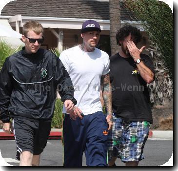 **Exclusive**Benji Maddengoes out for breakfast with friends in HollywoodLos Angeles.